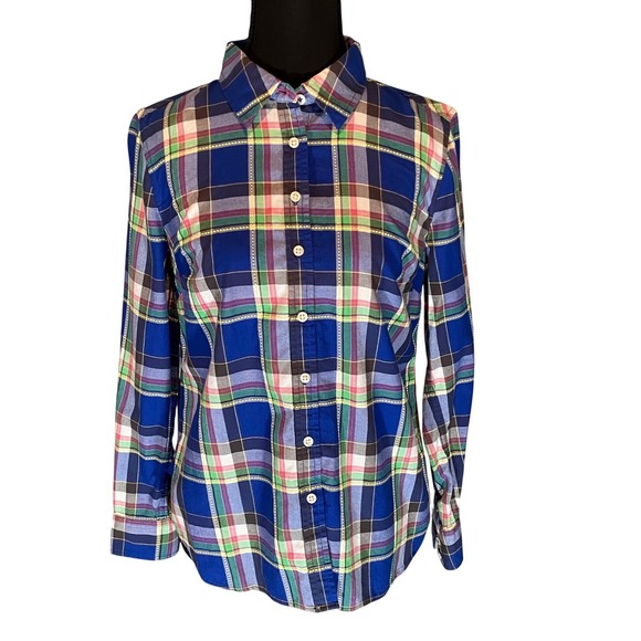 Talbots Tops - Talbots Petites Blue Multi Plaid Cotton Button Down Shirt Size SP  Coastal